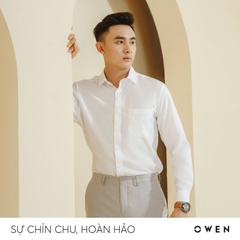 ÁO SƠ MI TRẮNG DÀI TAY NANO Dobby CÓ TÚI AR230022DT