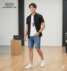 ÁO SƠ MI ĐEN NGẮN TAY NANO AR230339NT