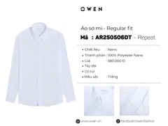 ÁO SƠ MI TRẮNG NANO CÓ TÚI DÀI TAY AR250506DT