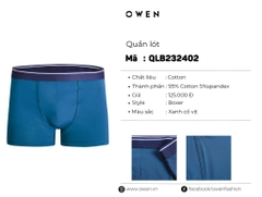 QUẦN LÓT BOXER XANH CỔ VỊT QLB232402