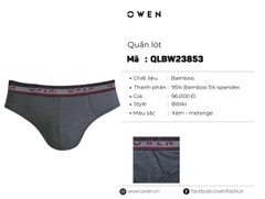 QUẦN LÓT TAM GIÁC XÁM ĐẬM QLBW23853
