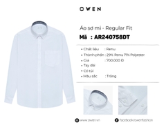 ÁO SƠ MI TRẮNG DÀI TAY RENU CÓ TÚI AR240758DT GÂN