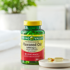 Dầu hạt lanh Flaxseed Oil 1000mg Spring Valley ép lạnh của Mỹ