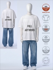 SỈ ÁO IN FULL ARTWORK (40 X 55CM): OVERSIZED-FIT [SEMI COTTON] _ MÀU TRẮNG