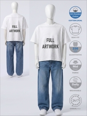 SỈ ÁO IN FULL ARTWORK (40 X 55CM): BOXY - FIT UNISEX [COTTON LOCAL] _ MÀU TRẮNG