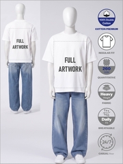 SỈ ÁO IN FULL ARTWORK (40 X 55CM): REGULAR - FIT UNISEX [COTTON PREMIUM] _ MÀU TRẮNG