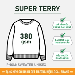GIA CÔNG PHÔI ÁO SWEATER TRƠN [SUPER TERRY] PHOM UNISEX BASIC_MÀU THEO YÊU CẦU