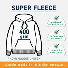 GIA CÔNG PHÔI ÁO HOODIE TRƠN [SUPER FLEECE] PHOM UNISEX BASIC_MÀU THEO YÊU CẦU