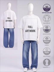 SỈ ÁO IN FULL ARTWORK (40 X 55CM): LOOSE-FIT UNISEX [COTTON CAO CẤP] _ MÀU TRẮNG