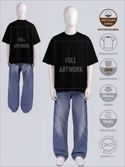 SỈ ÁO IN FULL ARTWORK (40 X 55CM): REGULAR OVERSIZED [COTTON GLOBAL] _ MÀU ĐEN