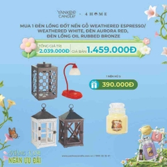 Mua 1 đèn Lồng Gỗ Đốt Nến Weathered Espresso/ Weathered White/ Aurora Red tặng 1 nến hũ S