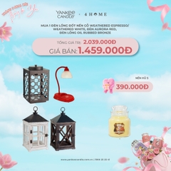 Mua 1 đèn Lồng Gỗ Đốt Nến Weathered Espresso/ Weathered White/ Aurora Red tặng 1 nến hũ S