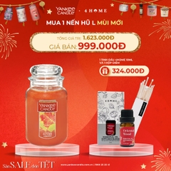 Mua nến hũ L mùi mới được tặng 1 tinh dầu 4Home 10ml và 1 hộp diêm