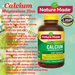 Viên uống Nature Made Calcium Magnesium Zinc With Vitamin D3