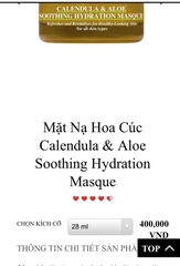 Mặt nạ hoa cúc lô hội Kiehl’s Calendula & Aloe Soothing Hydration Masque