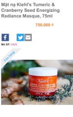 Mặt nạ nghệ Kiehl’s Turmeric & Cranberry Seed Energizing Radiance Masque