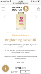 Dầu chống lão hóa da mặt Manuka Doctor Brightening Facial Oil 25ml