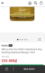 Mặt nạ hoa cúc lô hội Kiehl’s Calendula & Aloe Soothing Hydration Masque