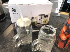 Set 02 bình sơ cua thủy tinh kèm ống hút cho máy xay sinh tố WMF Mix and Go