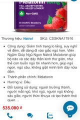 KẸO DẺO CHỐNG MẤT NGỦ NATROL NONGMO VỊ DÂU