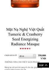 Mặt nạ nghệ Kiehl’s Turmeric & Cranberry Seed Energizing Radiance Masque