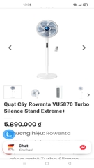 Quạt Đứng Rowenta VU5870 Turbo Silence Stand Extreme+ Model 2021