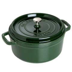Nồi Gang Staub Round Cocotte Grenadine 26cm - 5,2L màu xanh rêu kèm xửng hấp