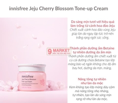 Kem Dưỡng Trắng Da Nâng Tone Tức Thì Innisfree Jeju Cherry Blossom Tone-Up Cream