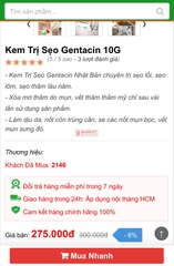 Kem trị sẹo Gentacin của Nhật Bản