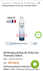 Xịt khoáng dưỡng da Vichy Mineralizing Thermal Water - Pháp