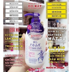 Sữa dưỡng thể chống nắng Hatomugi UV Care Moisturizing  Milky Gel SPF31 PA+++ của Nhật Bản