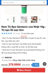 Kem trị sẹo Gentacin của Nhật Bản