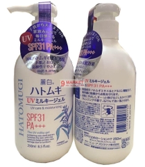 Sữa dưỡng thể chống nắng Hatomugi UV Care Moisturizing  Milky Gel SPF31 PA+++ của Nhật Bản
