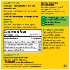Viên uống Nature Made Calcium Magnesium Zinc With Vitamin D3