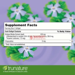 Trunature Ginkgo Biloba 120mg – Viên bổ não giúp tăng cường trí nhớ, chiết xuất từ thiên nhiên