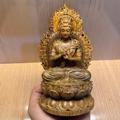 Tượng Gỗ Trầm Hương Như Lai Đại Nhật Để Xe