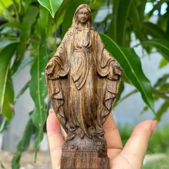 Tượng Gỗ Trầm Hương Tự Nhiên Đức Mẹ Ban Ơn Để Xe