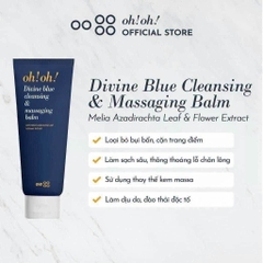 Sáp Tẩy Trang Làm Sạch Sâu, Thay Kem Massage, Thải Độc oh!oh! Divine Blue Cleansing & Massaging Balm with Melia Azadirachta Leaf & Flower Extract