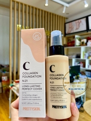 Kem nền mỏng mịn, lâu trôi PrettySkin Collagen Foundation Long Lasting Perfect Cover 100ml​​​​​​​