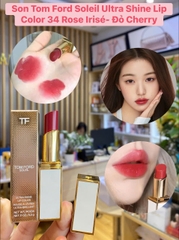 Son To.m For.d lì có dưỡng Soleil Ultra Shine Lip Color 34 Rose Irisé 3g – Màu Đỏ Cherry