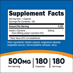 Nutricost Acetyl L-Carnitine 500mg (180 Viên)