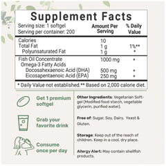 Micro Ingredients DHA 500 / EPA 250 (200 Viên)