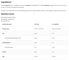 Ostrovit Chocolate Peanut Butter + Hazelnuts In Caramel Crunchy (500g)