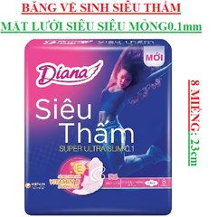 Băng vệ sinh mặt lưới siêu thấm siêu siêu mỏng 0.1mm có cánh 8 miếng 23cm