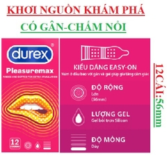 Bao cao su có gai-gân Durex Pleasuremax ribbed and dotted for extra stimulation hộp 12S