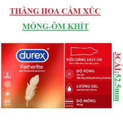 Bao cao su tăng cường cảm xúc Durex  Fetherlite thin for greater sensitivity hộp3s
