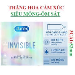 Bao cao su siêu mỏng ôm sát Durex Invisible extra thin extra sensitive hộp3s