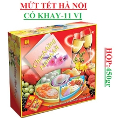 Mứt tết hà nội 11 vị  hộp vuông có khay 450 gr