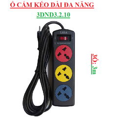 Ổ cắm kéo dài kéo dài đa năng 3 ổ cắm dây 3 mét 3DND3.2.10