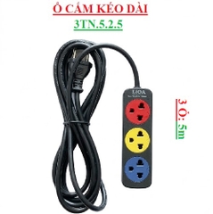 Ổ cắm kéo dài thông dụng LiOA 3 cắm dây 5 mét 3TN5.2.5